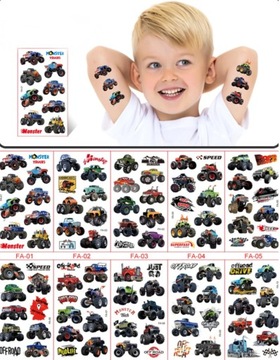 TATUAŻE ZMYWALNE DLA DZIECI 10 ARKUSZY różne wzory