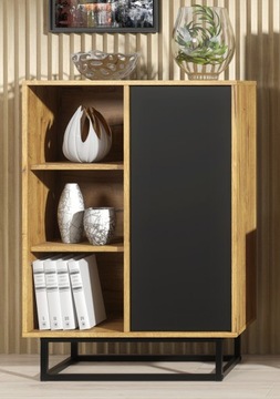 ШКАФ ДЛЯ ТЕЛЕВИЗОРА 200 СМ, ВИТРИНА, КОМОД ЛОФТ, ДУБ/ЧЕРНЫЙ