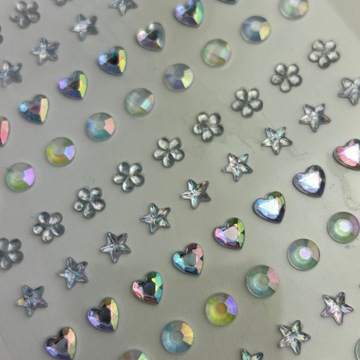 Самоклеящиеся наклейки со стразами для лица, ногтей, волос, радужные