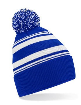 CZAPKA STRIPED FAN BEANIE ZIMOWA BEECHFIELD BRIGHT ROYAL/WHITE