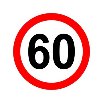 NAKLEJKA OGRANICZENIE PRĘDKOŚCI 60km ZNAK śr20 cm