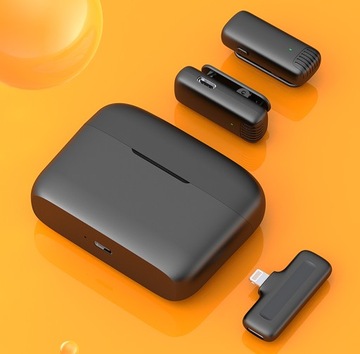 ДВА БЕСПРОВОДНЫХ МИКРОФОНА, ПОДКЛЮЧЕННЫХ POWERBANK USB C ANDROID IOS LIVE VLOG