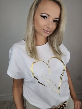 T-shirt koszulka złoty motyw DUŻO WZORÓW r.2XL-4XL