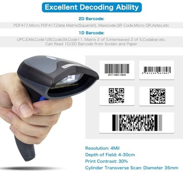Портативный беспроводной сканер 2D QR-кодов Netum NTW8
