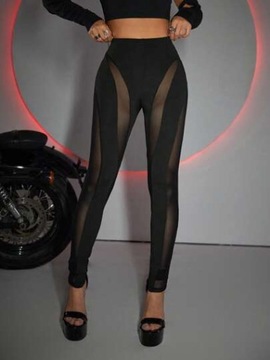 SHEIN LEGGINSY DAMSKIE CZARNE Z SIATECZKĄ 38 1ŁFA