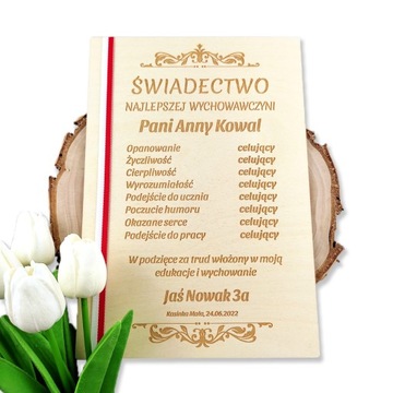 Świadectwo Prezent dla Nauczyciela Wychowawcy