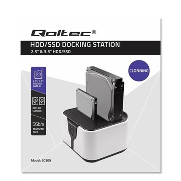 Док-станция Qoltec для 2,5-дюймовых 3,5-дюймовых жестких дисков SSD | САТА III | USB 3.0 | С
