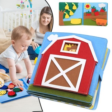 FILCOWA KSIĄŻKA ZAJĘCIA 3D, EDUKACYJNA ZABAWKA SENSORYCZNA BOOK DLA DZIECI