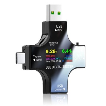 Woltomierz cyfrowy Tester USB-A USB-C Micro-USB 3.6-32V 5.1A