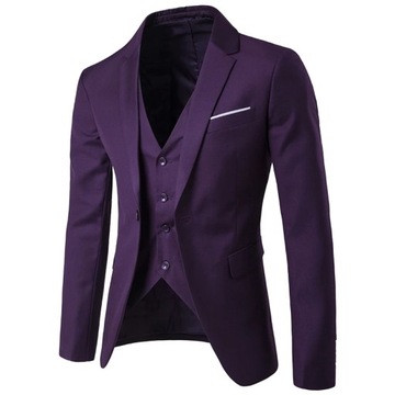 3pc Men Purple Suit (Jacket+Pants+Vest) Brand Slim