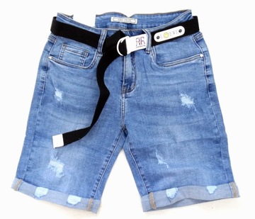 Włoskie spodenki szorty baggy jeansowe pasek 29 ML