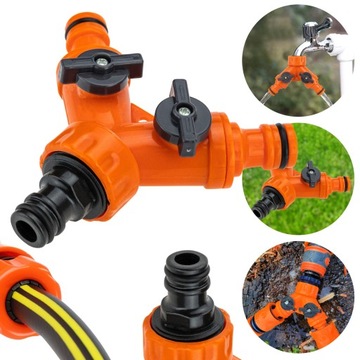 ТРОЙНИК ДЛЯ ШЛАНГОВ, РАСПРЕДЕЛИТЕЛЬ ВОДЫ ДЛЯ САДОВОГО ШЛАНГА С КЛАПАНАМИ И КОНЦАМИ