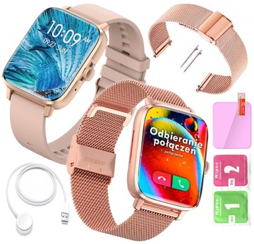 SMARTWATCH DT102 DAMSKI ZŁOTY MĘSKI CZARNY ZEGAREK ROZMOWY GPS PL MENU APP