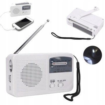 RADIO NA DYNAMO KORBKĘ SOLARNE POWERBANK LATARKA