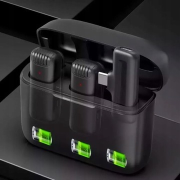 ДВОЙНОЙ БЕСПРОВОДНОЙ МИКРОФОН ДЛЯ iPhone ANDROID USB + Lightning