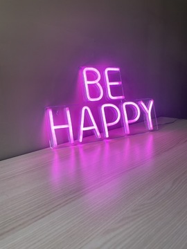 Неоновая подвесная светодиодная лампа BE HAPPY РОЗОВАЯ ДЕКОРАТИВНАЯ ЛАМПА USB