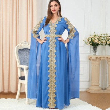 Djellaba Marocaine Two Piece Muslim Dress Chiffon