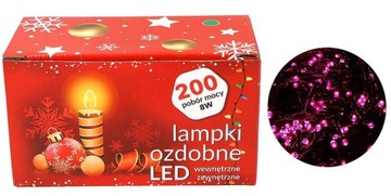 LAMPKI CHOINKOWE MOCNE 200 LED RÓŻOWY PROGRAMATOR