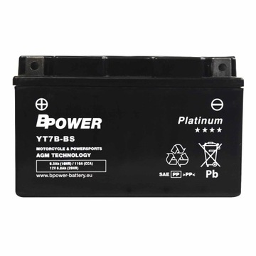 BPower Platinum AGM YT7B-BS 12V 6,5Ah 110A ET7B