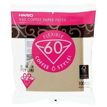 Filtry papierowe Hario V60 V02 100 sztuk Brązowe