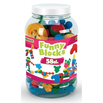 Klocki Funny Blocks - w słoiku dużym 58szt Wader