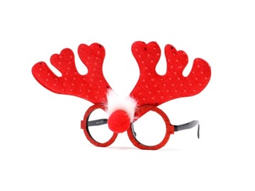 Okulary czerwone świąteczne Rogi renifera