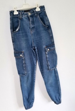 Jeansy cargo z wysokim stanem rozmiar 32 XXS