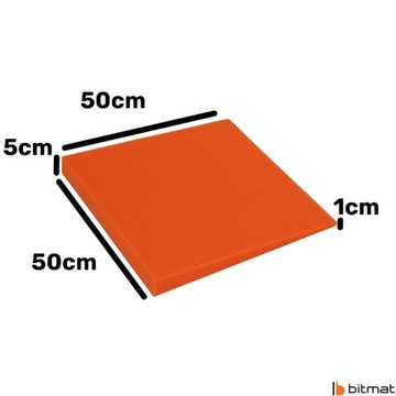 Panel dźwiękochłonny na ścianę z efektem 3D pomarańczowy skośny 50cm x 50cm