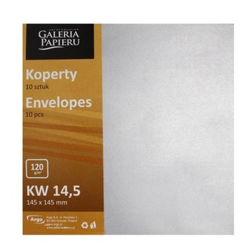 KOPERTA 14,5X14,5 SREBRNA PERŁA GALERIA PAPIERU OP.10 SZT. ARGO 280714 ARG