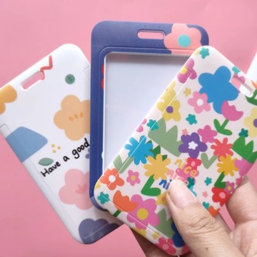 Модный женский протектор для карточек с цветочным принтом, чехол для карточек, шейный ремешок с