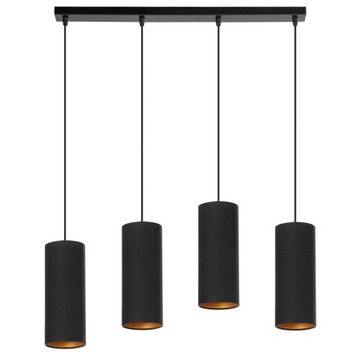 Lampa wisząca sufitowa TUBA WĄSKA ABAŻUR czarny złoty