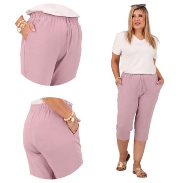 SPODNIE RYBACZKI DAMSKIE NA LATO NA GUMCE DUŻE ROZMIARY