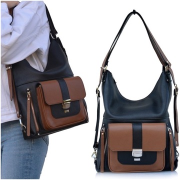 SKÓRZANA TOREBKA-PLECAK DAMSKA WŁOSKA SKÓRA 2W1