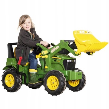 Педальный трактор John Deere, РЕЗИНОВЫЕ ТИХИЕ КОЛЕСА, ШЕСТЕРНИ, ТОРМОЗ, огромный, 3-8 л.