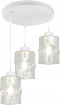 LAMPA WISZĄCA BIAŁA PLAFON SUFITOWY BEZBARWNY ŻYRANDOL SZKLANE KLOSZE LED