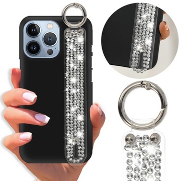 Etui Mat Diamenty Pasek do IPHONE 13 PRO Ochronne