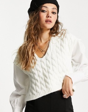 TOPSHOP SWETER DAMSKI ECRU KLASYCZNY 36-38 UFL