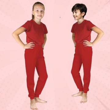CZERWONE SPODNIE DZIECIĘCE SPORTOWE DRES BAWEŁNA CHŁOPIĘCE DZIEWCZĘCE 122