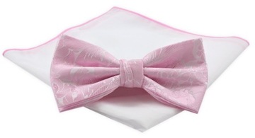 Mucha Męska z Białą Poszetką - Chattier - Różowa