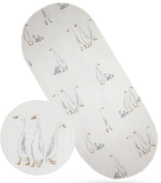 PRZEŚCIERADŁO MUŚLINOWE DO WÓZKA GONDOLI KOSZA MOJŻESZA - GĄSKI