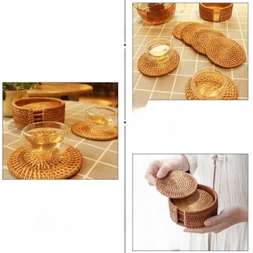 КРУГЛЫЕ ТАРЕЛКИ ИЗ РОТАНГА, КОФЕЙНЫЕ УКРАШЕНИЯ, ЧАЙНЫЕ ЧАШКИ, ИЗ НАТУРАЛЬНОЙ ТКАНИ.