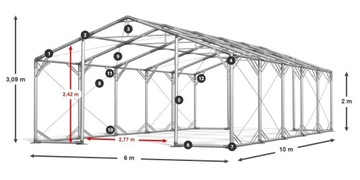Namioty Warsztatowe 6x10m Garaże DAS 560 PP