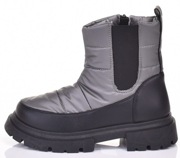 ТЕПЛЫЕ СНЕЖНЫЕ БОТИНКИ УДОБНАЯ ЖЕНСКАЯ ЗИМНЯЯ ОБУВЬ, СЕРЫЕ, РАЗДВИЖНЫЕ НА МОЛНИИ