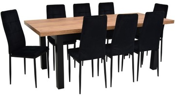 Zestaw STÓŁ 90x170/250 CRAFT i 8 krzeseł WELUROWE