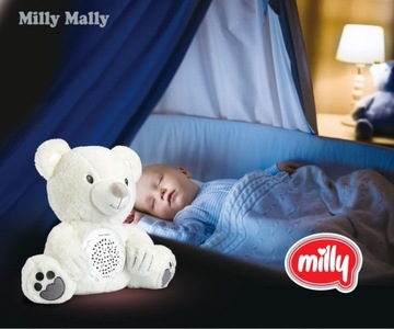 Мишка Милли Милли Малли плюшевая игрушка с проектором, лампой и музыкальной шкатулкой.