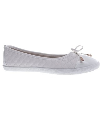 Białe damskie balerinki sportowe tenisówki buty wiosenne 13104