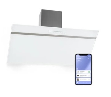Okap kuchenny przyścienny, wyciąg, 90 cm, 515 m³/h, Wi-Fi, panel dotykowy
