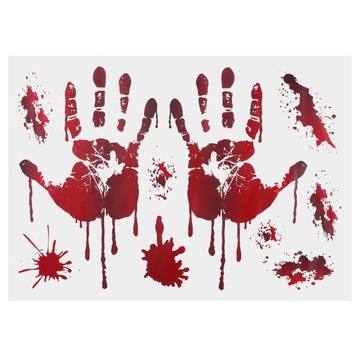 NAKLEJKI NA DRZWI HALLOWEENOWE Z KRWI DŁONI CZERWONE