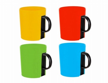 KUBEK 400ML PLASTIKOWY Z UCHEM MIX KOLOR PP