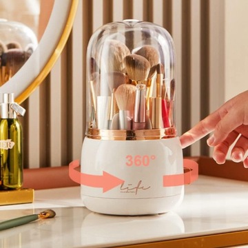 organizer na kosmetyki pyłoszczelnym obrotowy 360 na pędzle do makijażu